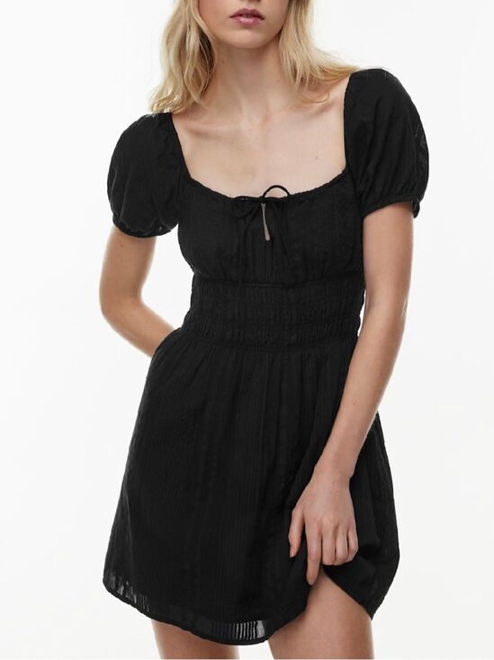 Sunday Best Dresses & Skirts - SALE! Sunday Best x Aritzia Black Gauze Mini Dress with Puff Sleeves Medium